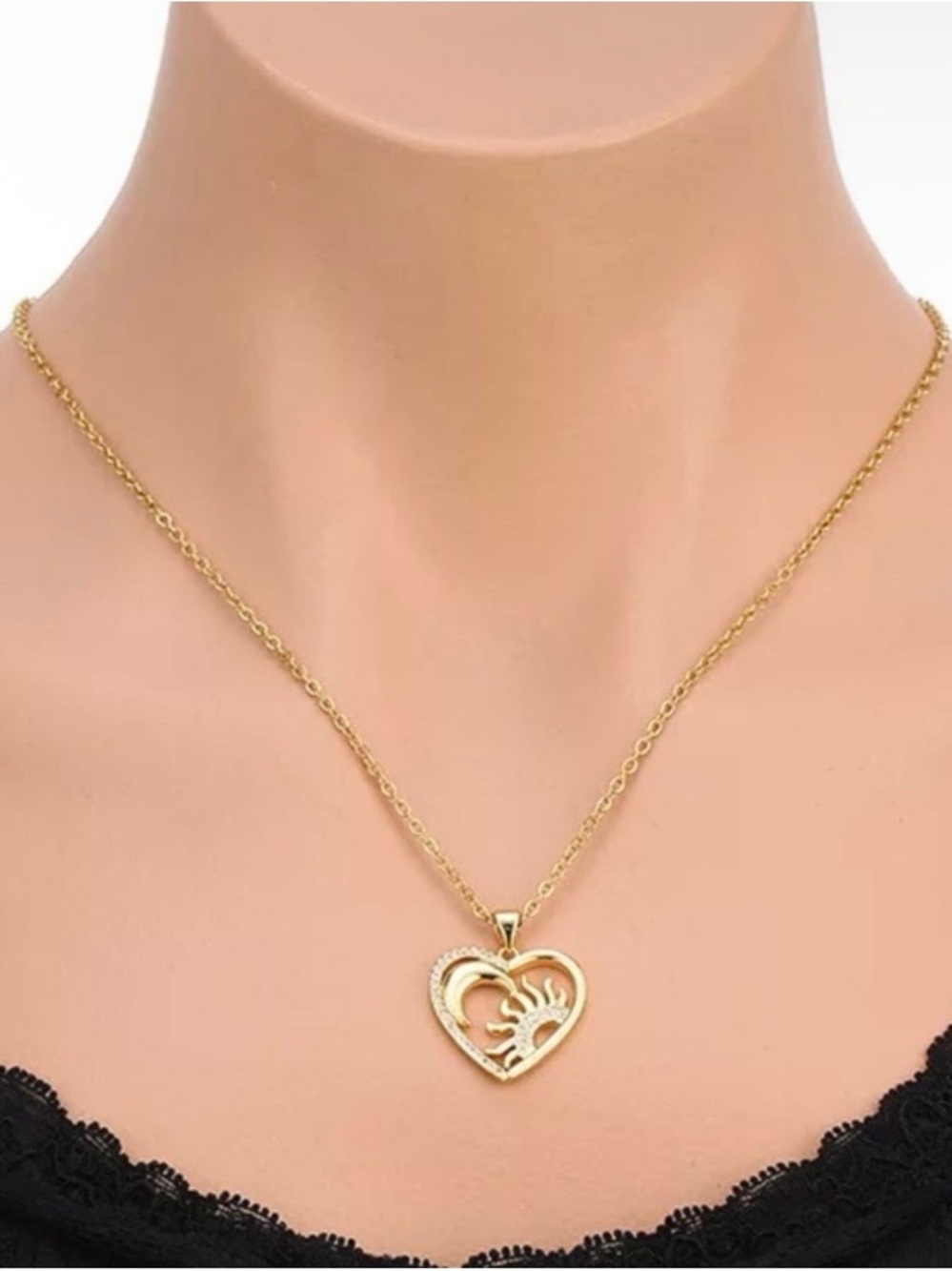 18k gold plated sun moon Necklaces Women Jewelry